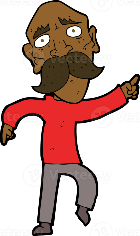 cartoon sad old man pointing png