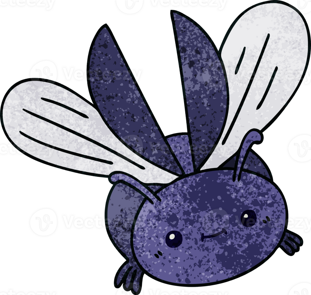 hand drawn quirky cartoon flying beetle png