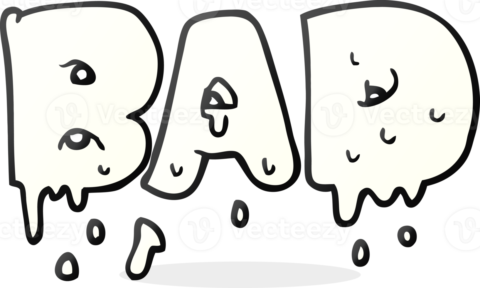 hand drawn cartoon word bad png