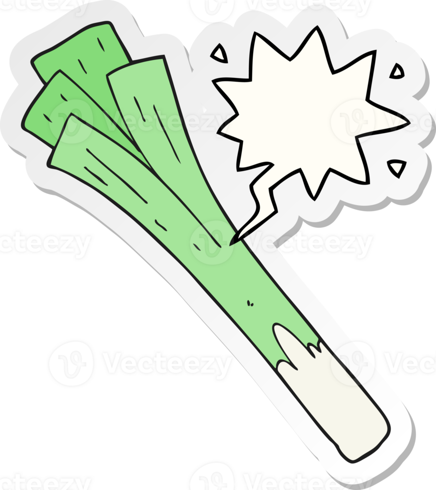 cartoon leeks with speech bubble sticker png