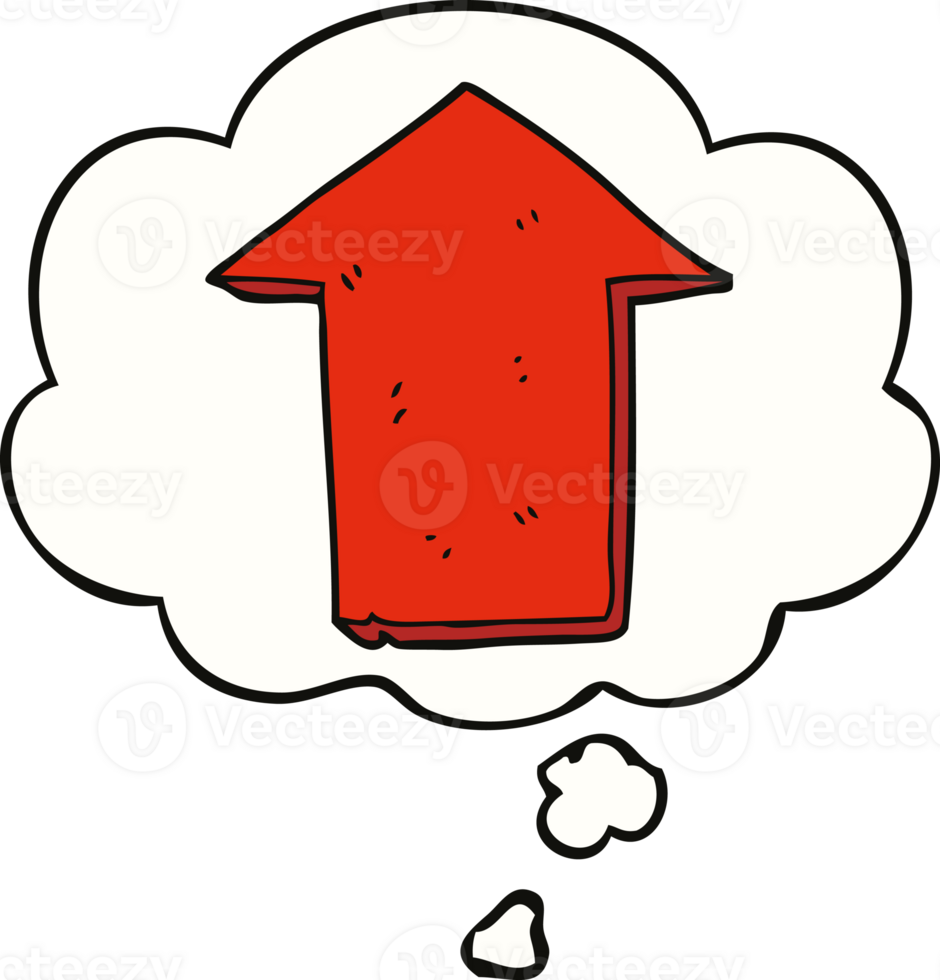 cartoon pointing arrow with thought bubble png