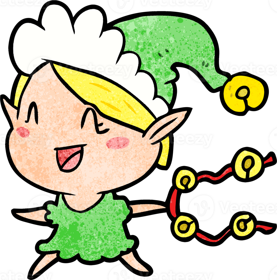 cartoon happy christmas elf png