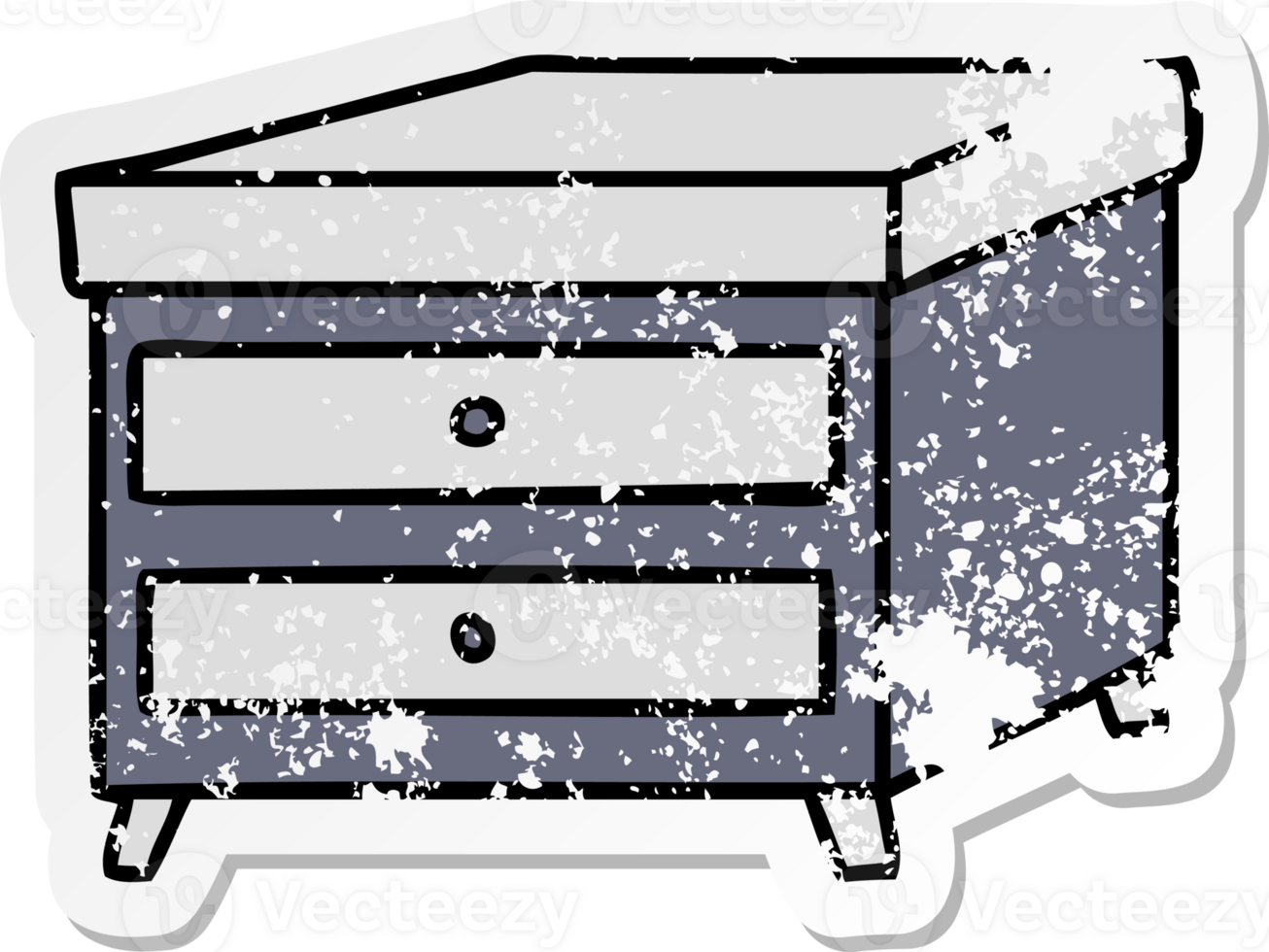 hand drawn distressed sticker cartoon doodle of a bedside table png