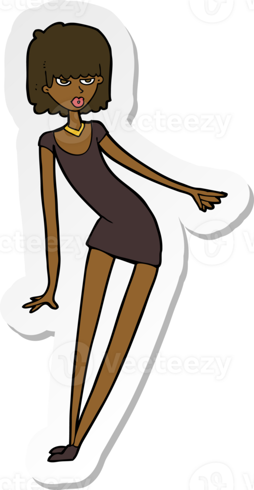 sticker of a cartoon woman in dress leaning png