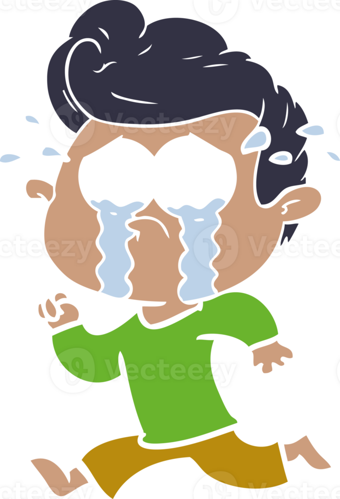 flat color style cartoon crying man running png