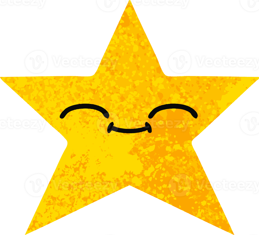 retro illustration style cartoon of a gold star png