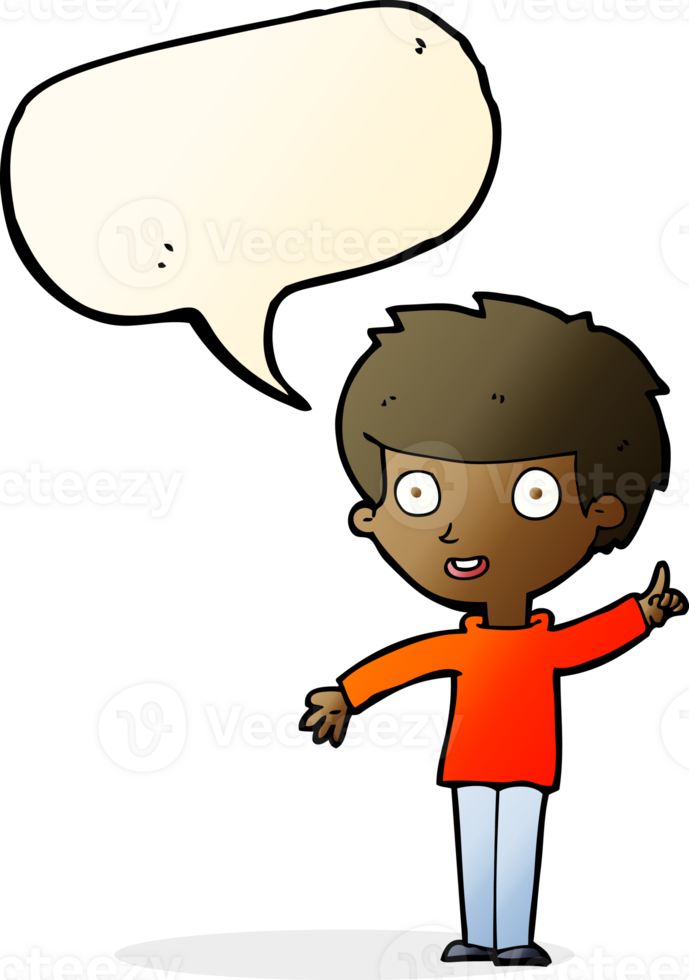 cartoon boy with idea with speech bubble png