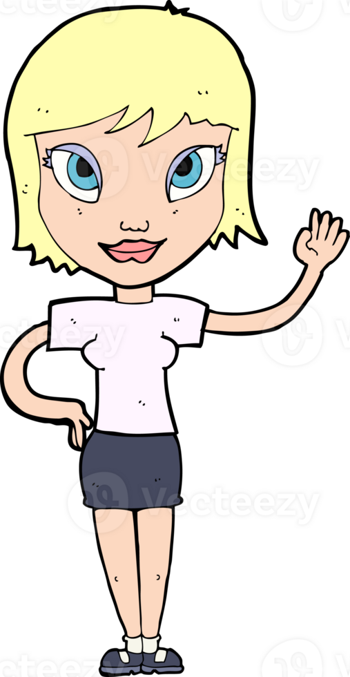 cartoon woman waving png