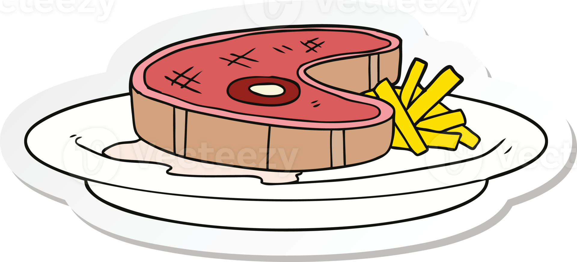 sticker of a cartoon steak dinner png