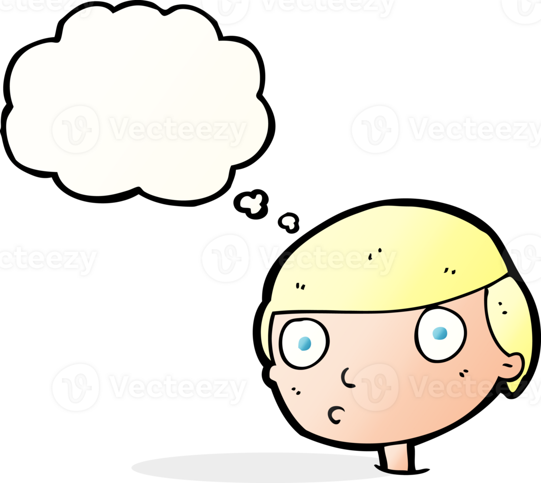 cartoon boy staring with thought bubble png