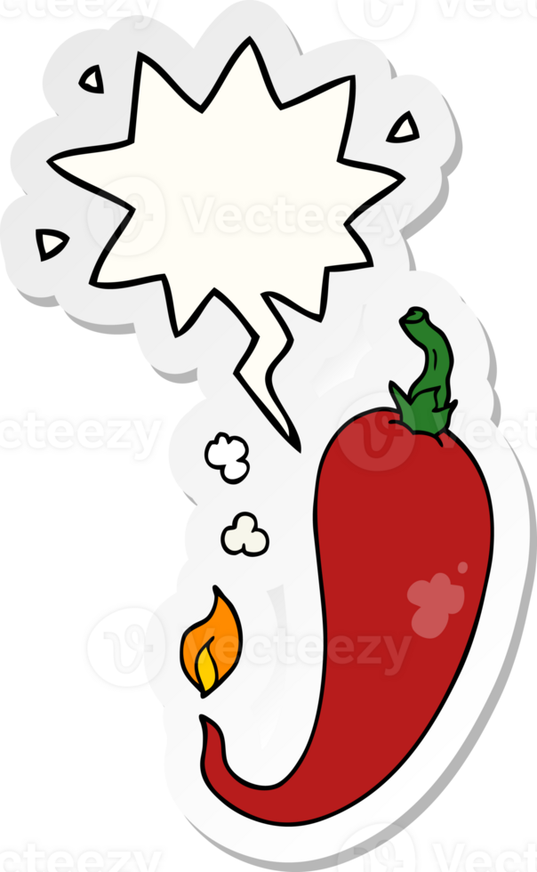 cartoon chili pepper with speech bubble sticker png