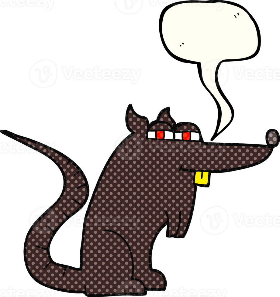 hand drawn comic book speech bubble cartoon evil rat png