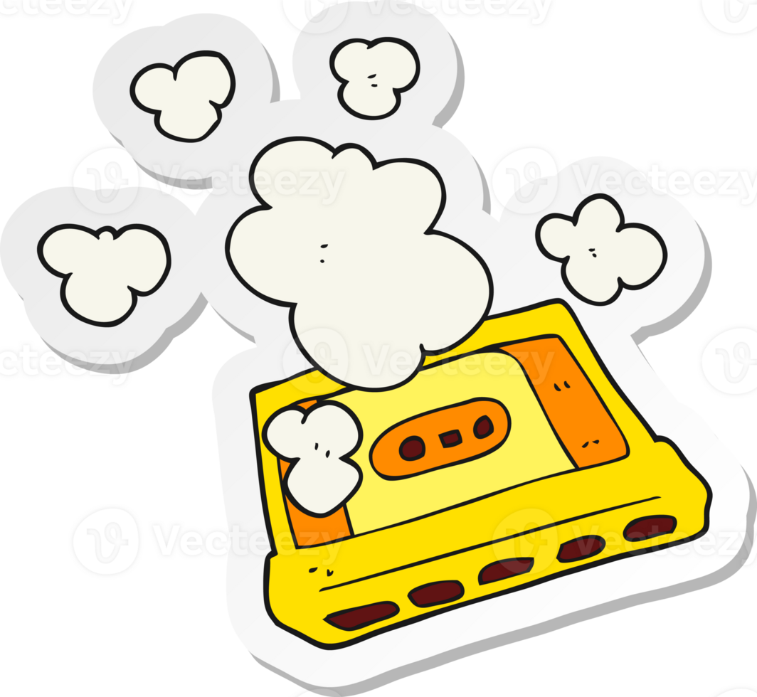 sticker of a cartoon cassette tape png