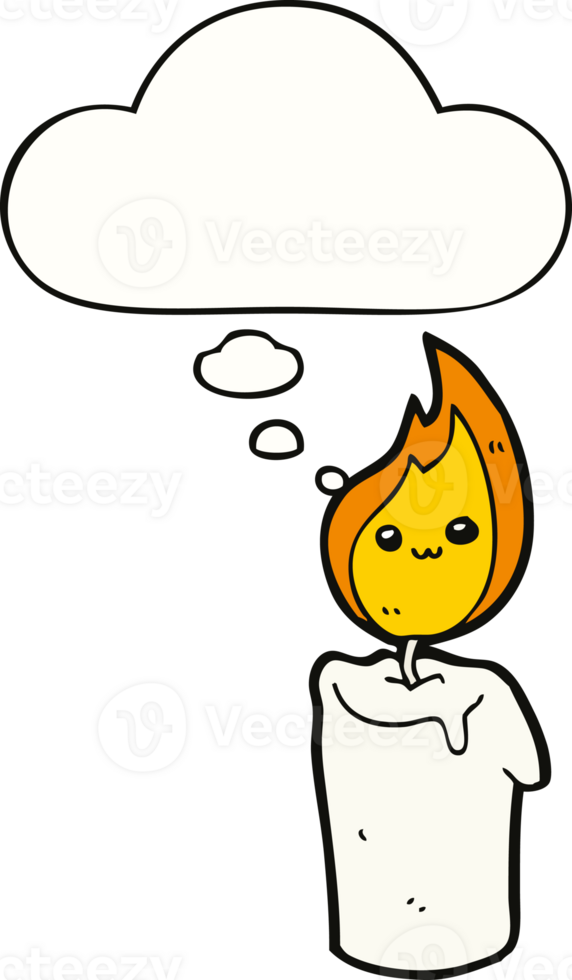 cartoon candle character with thought bubble png