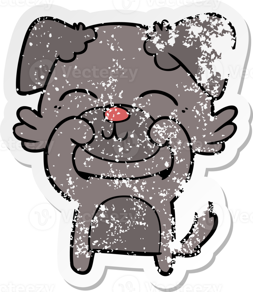 distressed sticker of a cartoon dog png