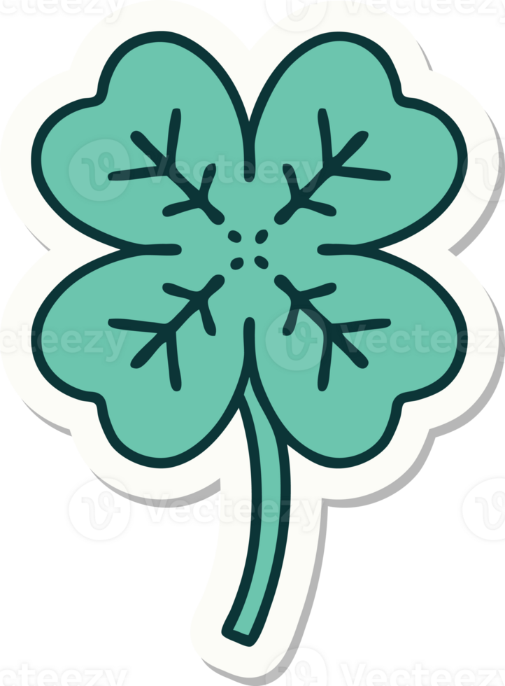 sticker of tattoo in traditional style of a 4 leaf clover png
