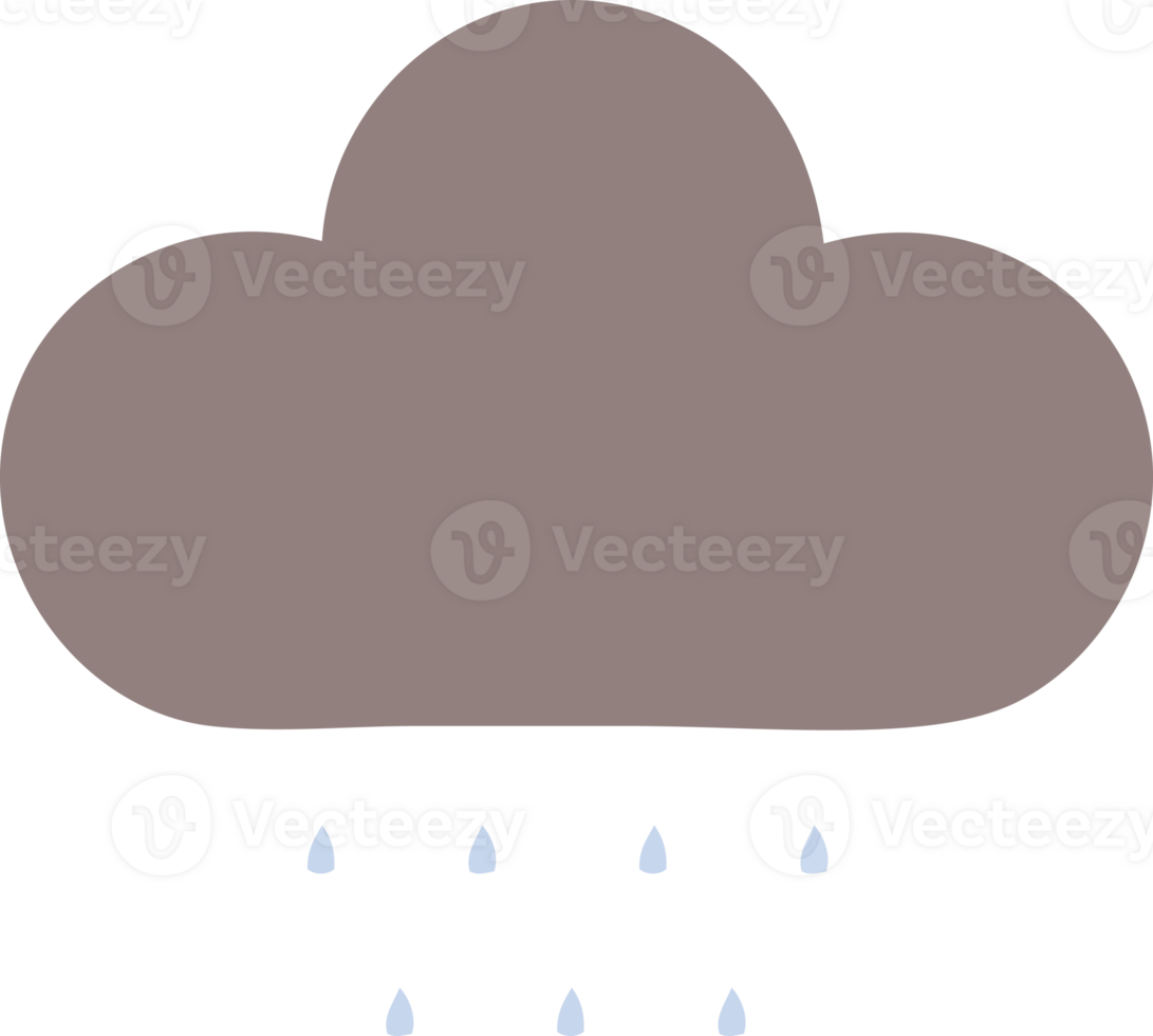 flat color retro cartoon of a storm rain cloud png