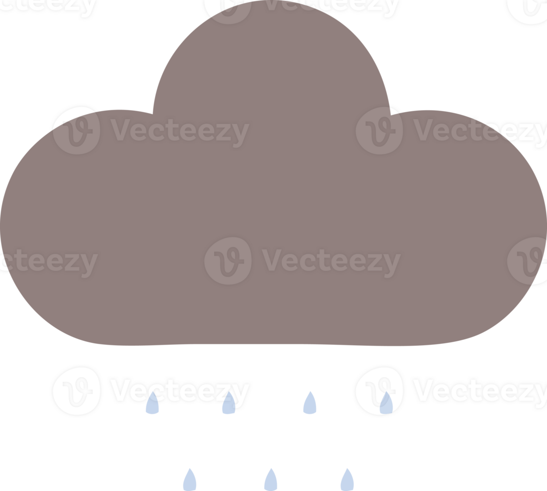 eben Farbe retro Karikatur von ein Sturm Regen Wolke png