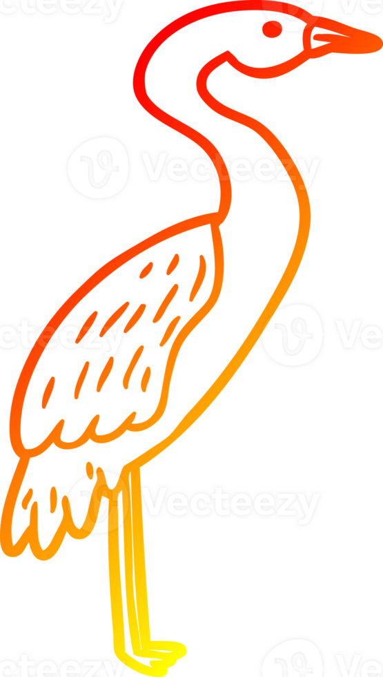 warm gradient line drawing of a Cartoon stork png