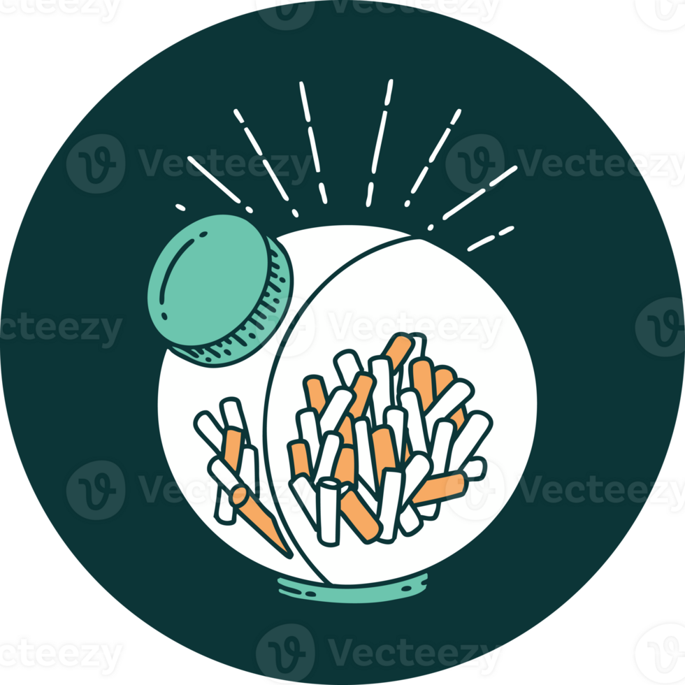 icon of a tattoo style jar of candy png