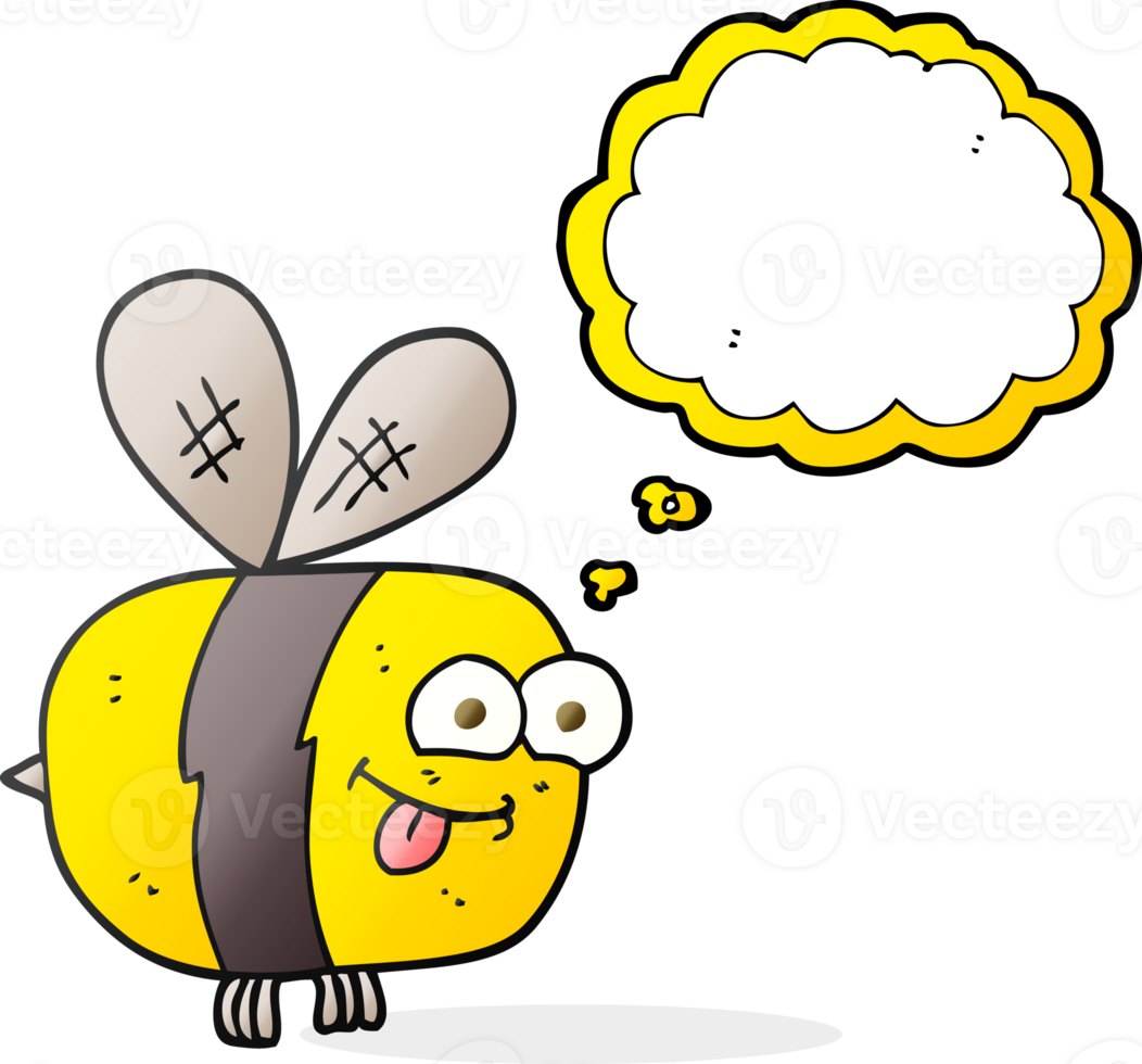 hand drawn thought bubble cartoon bee png