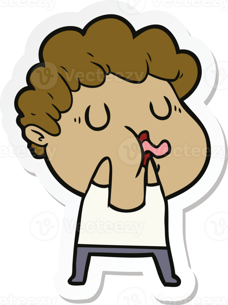 sticker of a cartoon man pulling face png