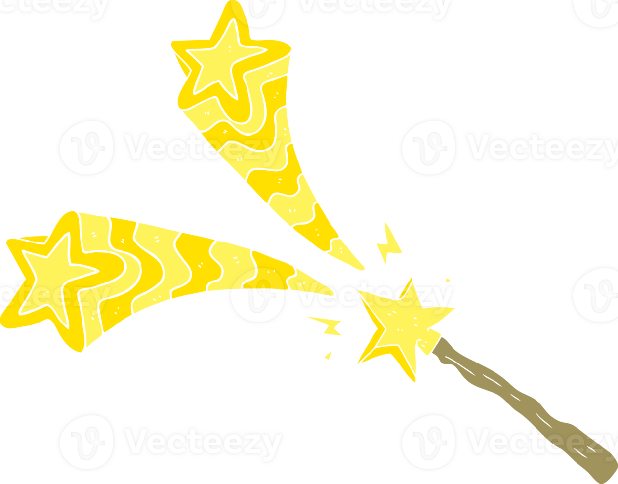flat color illustration of magic wand png