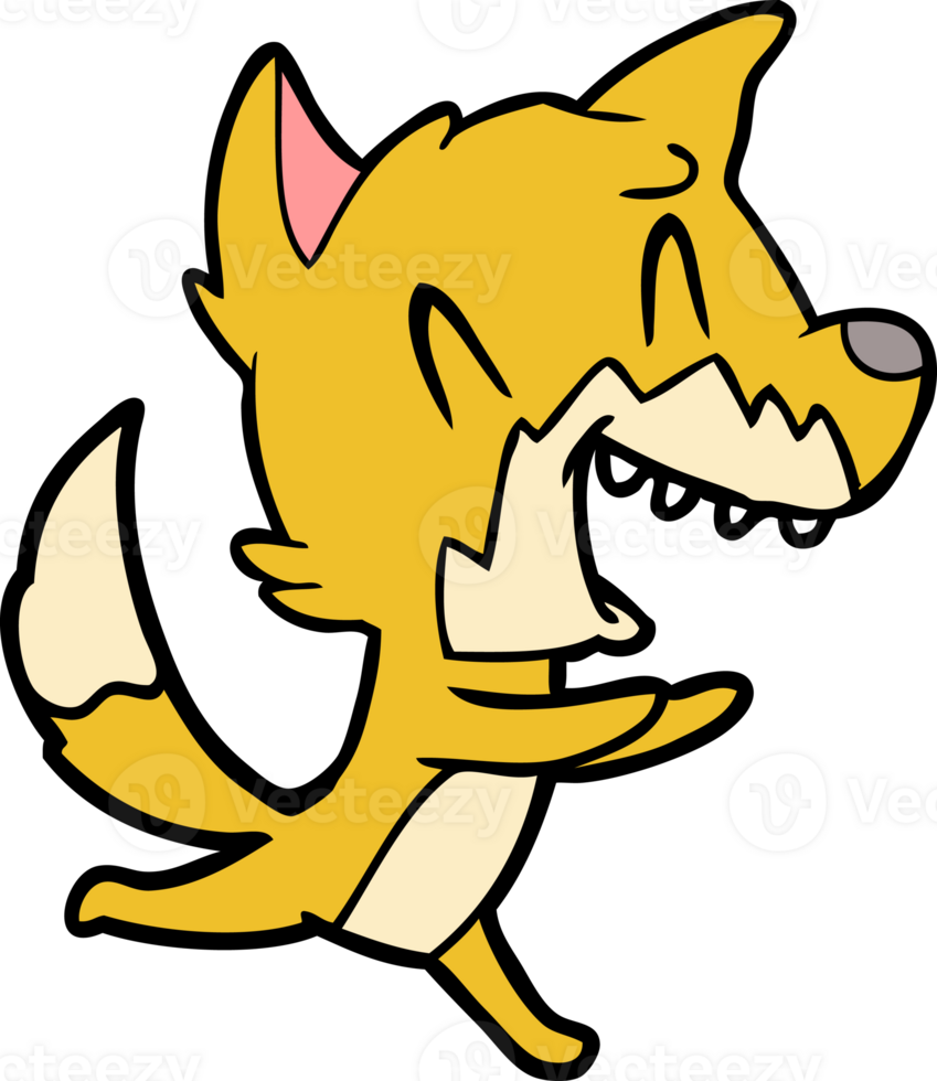 laughing fox running away png