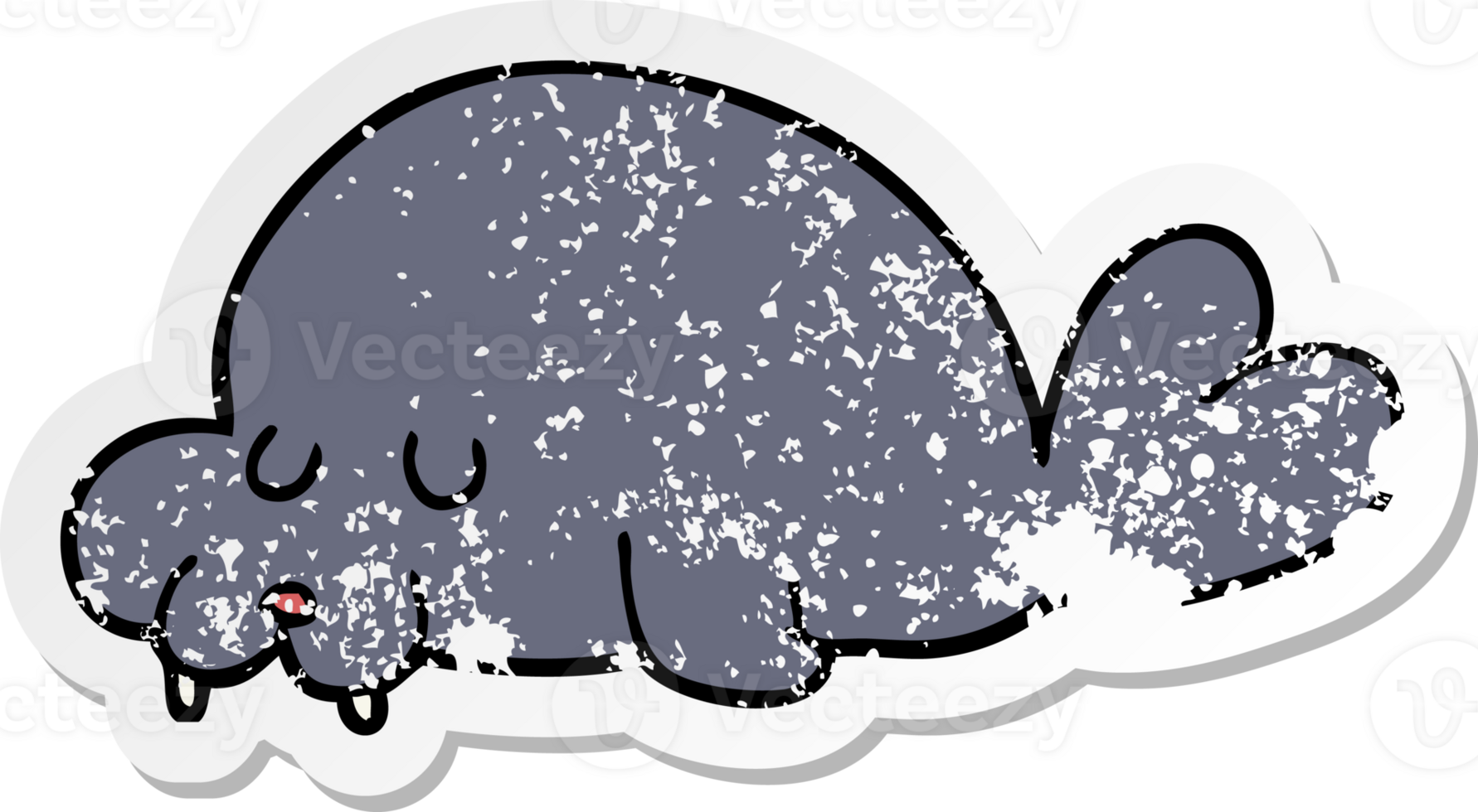 distressed sticker of a cartoon walrus png
