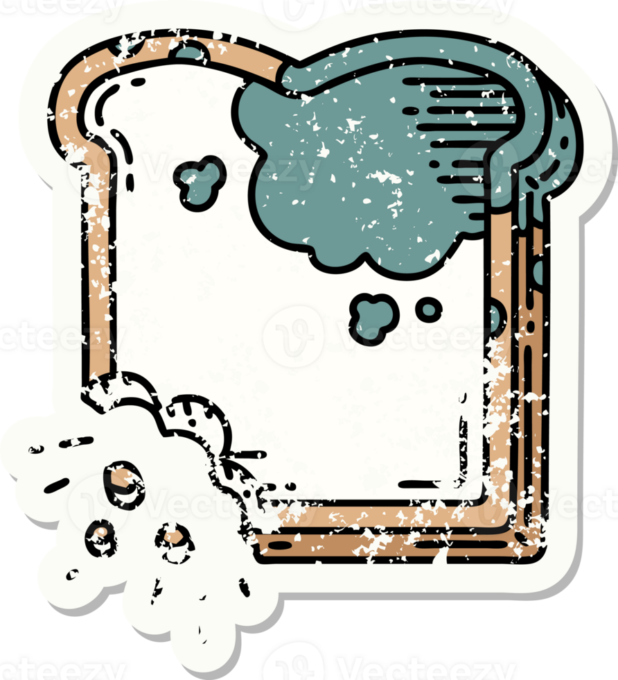 distressed sticker tattoo in traditional style of a mouldy bread png
