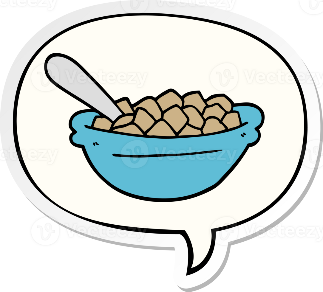 cartoon cereal bowl with speech bubble sticker png