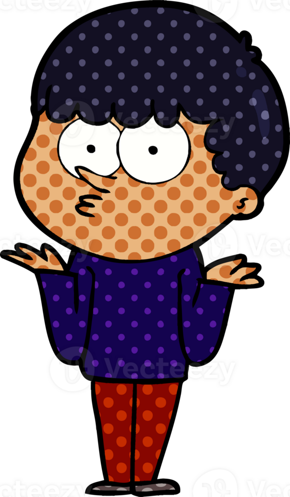 cartoon curious boy shrugging shoulders png