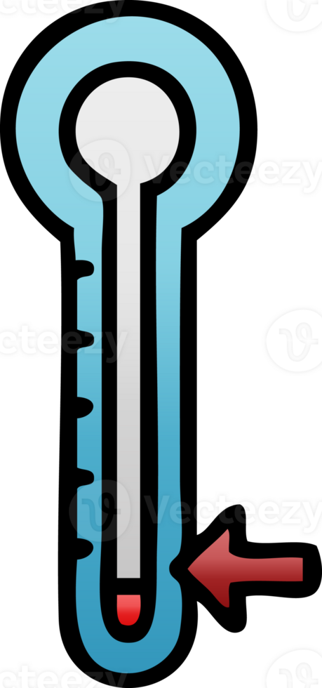 gradient shaded cartoon of a glass thermometer png