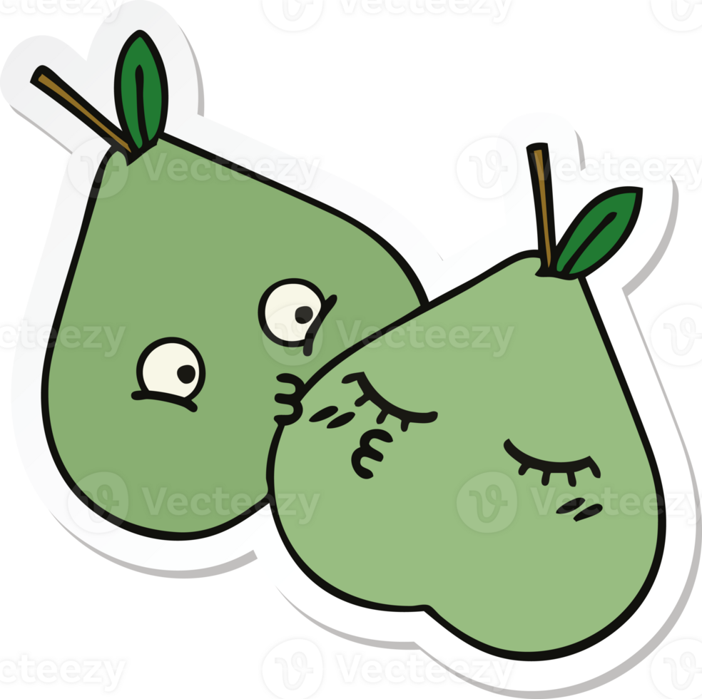 sticker of a cute cartoon green pear png