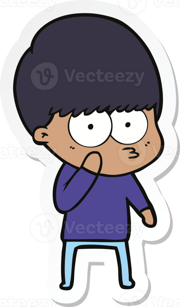 sticker of a curious cartoon boy png