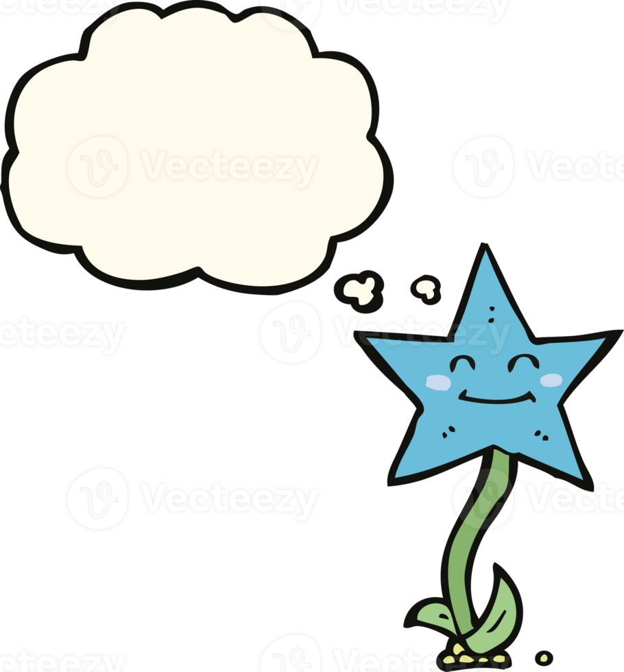 cartoon star flower with thought bubble png