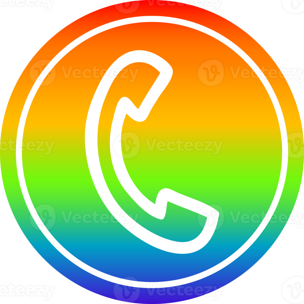 telephone handset circular icon with rainbow gradient finish png