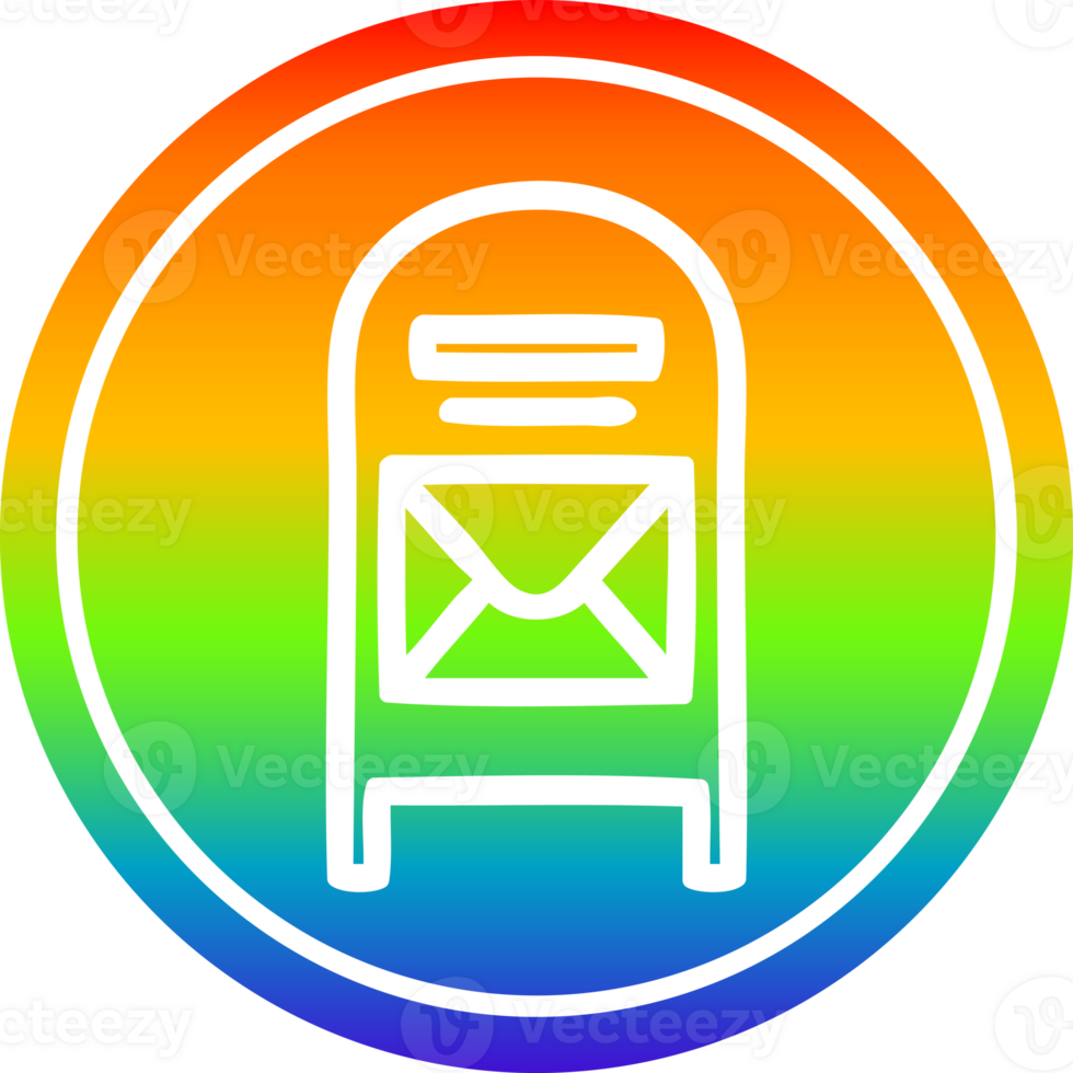 mail box circular icon with rainbow gradient finish png
