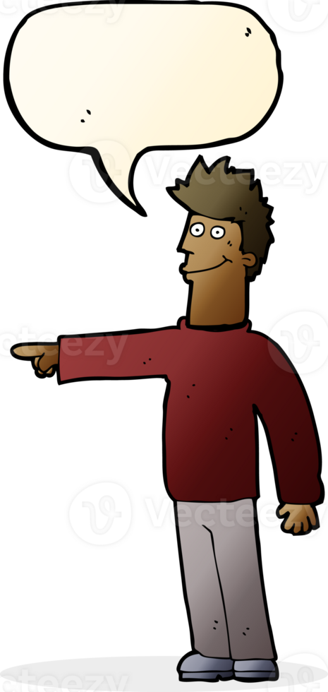 cartoon happy pointing man with speech bubble png