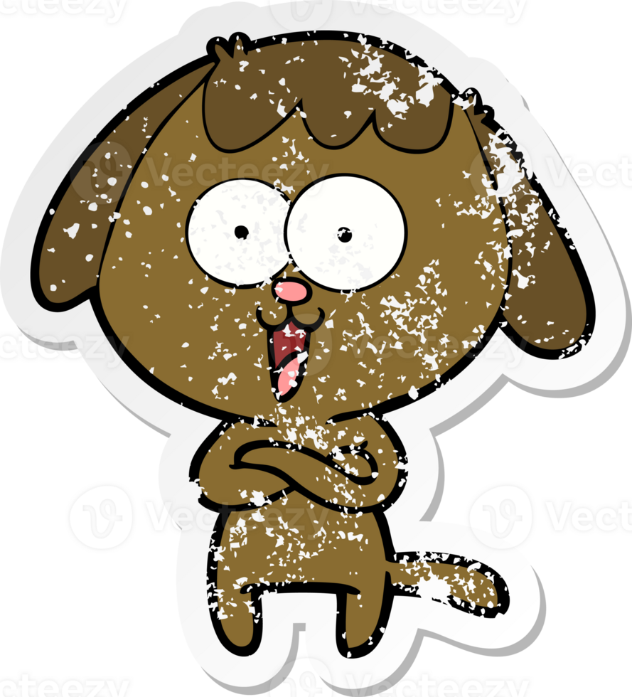 distressed sticker of a cute cartoon dog png