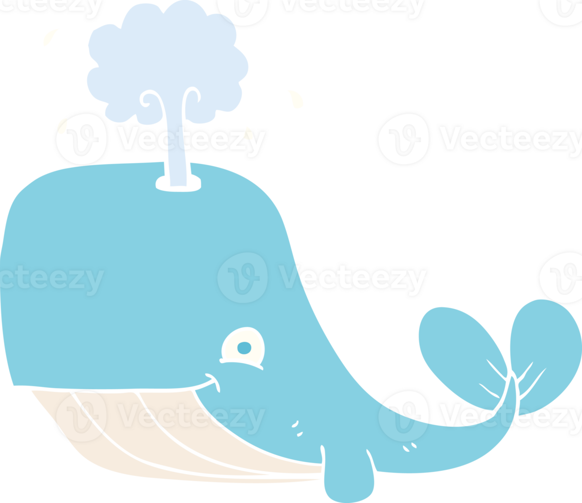 flat color illustration of whale spouting water png