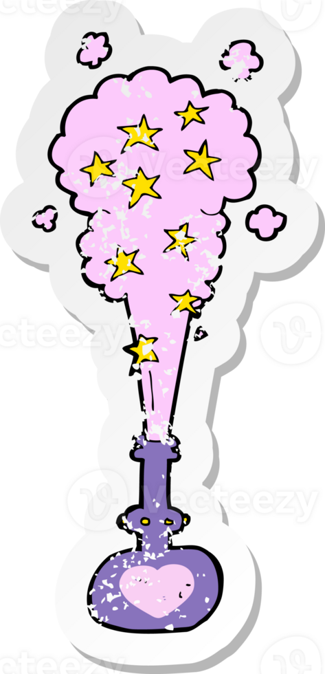 retro distressed sticker of a cartoon magic potion png