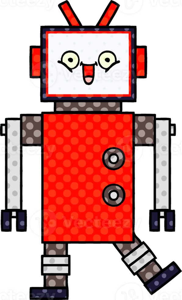 comic book style cartoon of a robot png