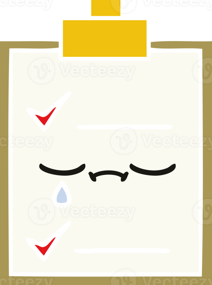 flat color retro cartoon of a check list png