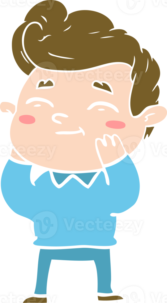 happy flat color style cartoon man png
