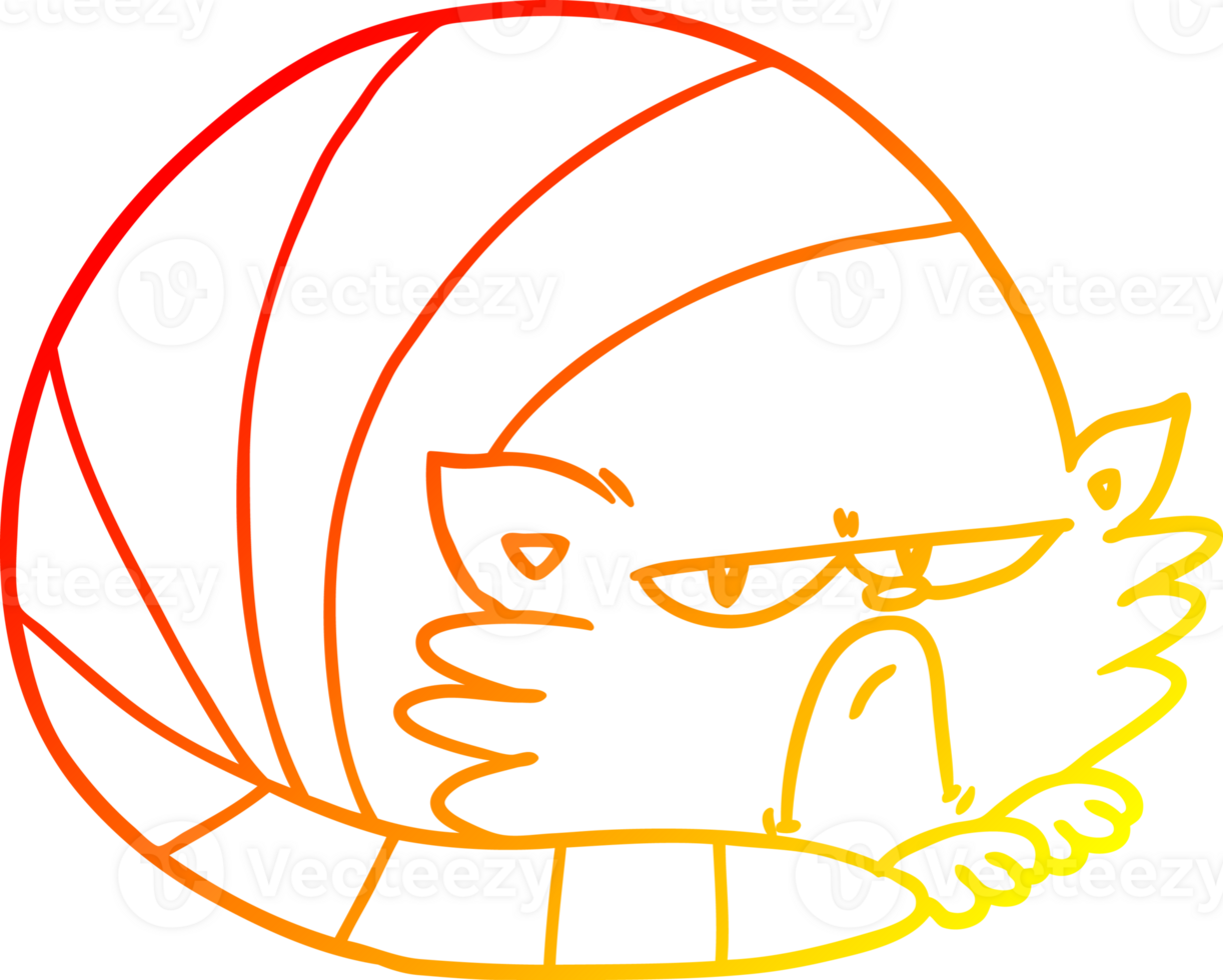 warm gradient line drawing of a cartoon grumpy cat png