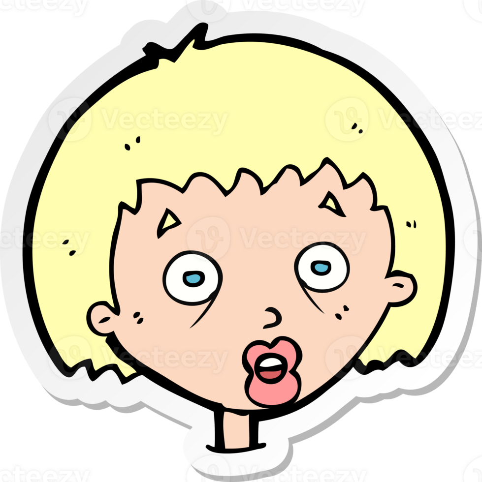 sticker of a cartoon shocked woman png