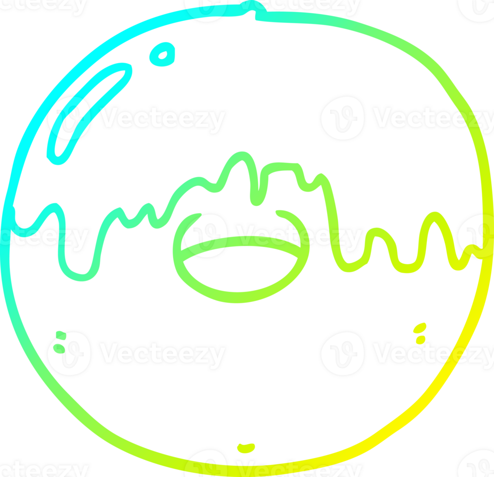 cold gradient line drawing of a cartoon donut png