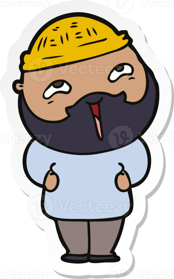 sticker of a cartoon happy bearded man png