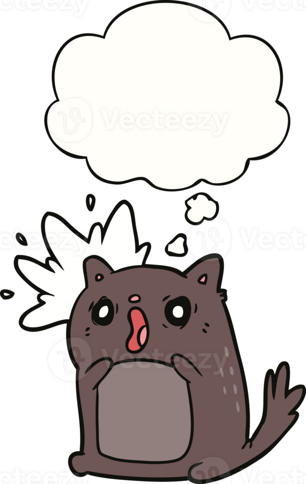 cartoon shocked cat with thought bubble png